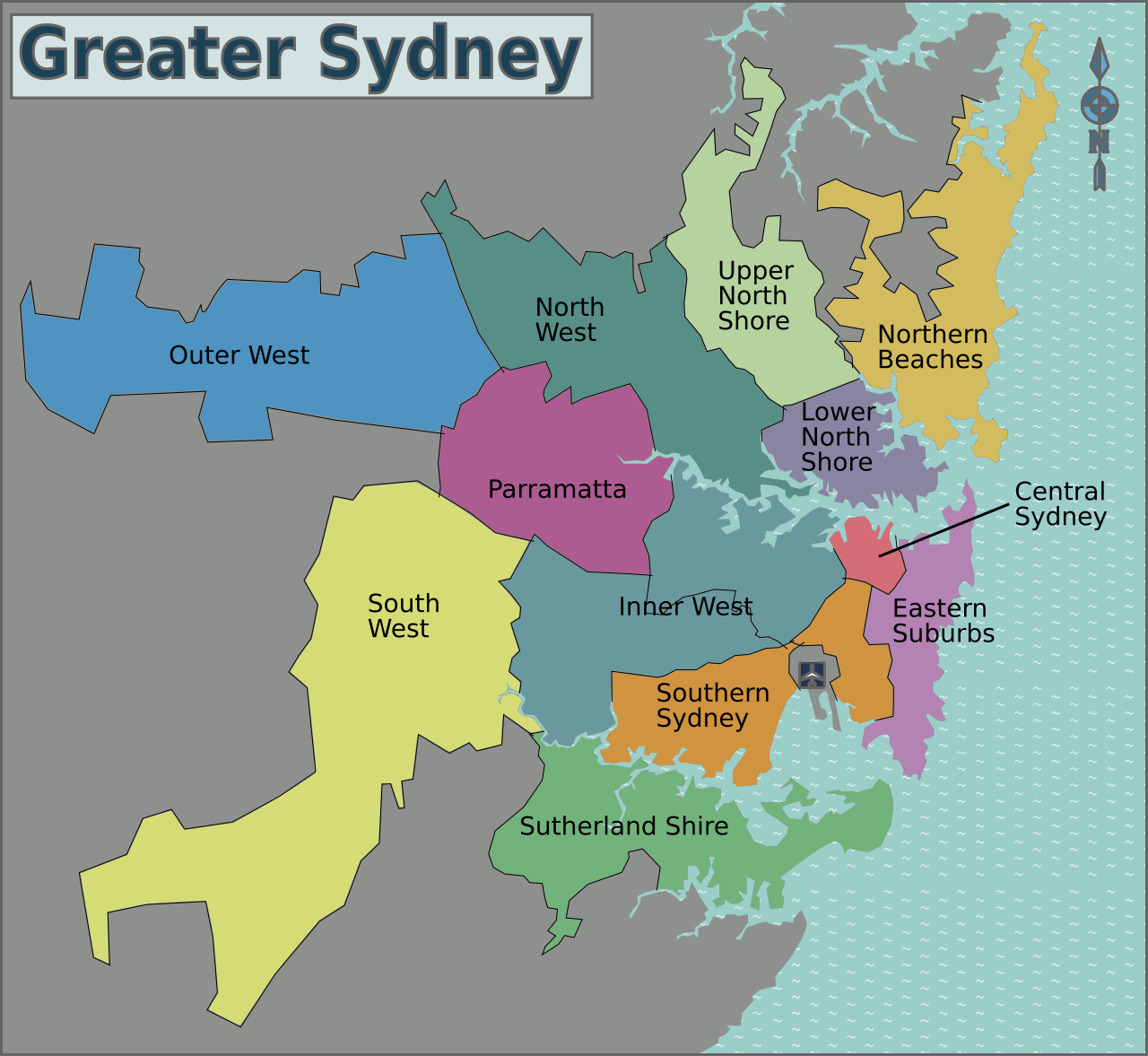 Map showing ViaOptima's operating coverage across Greater Sydney